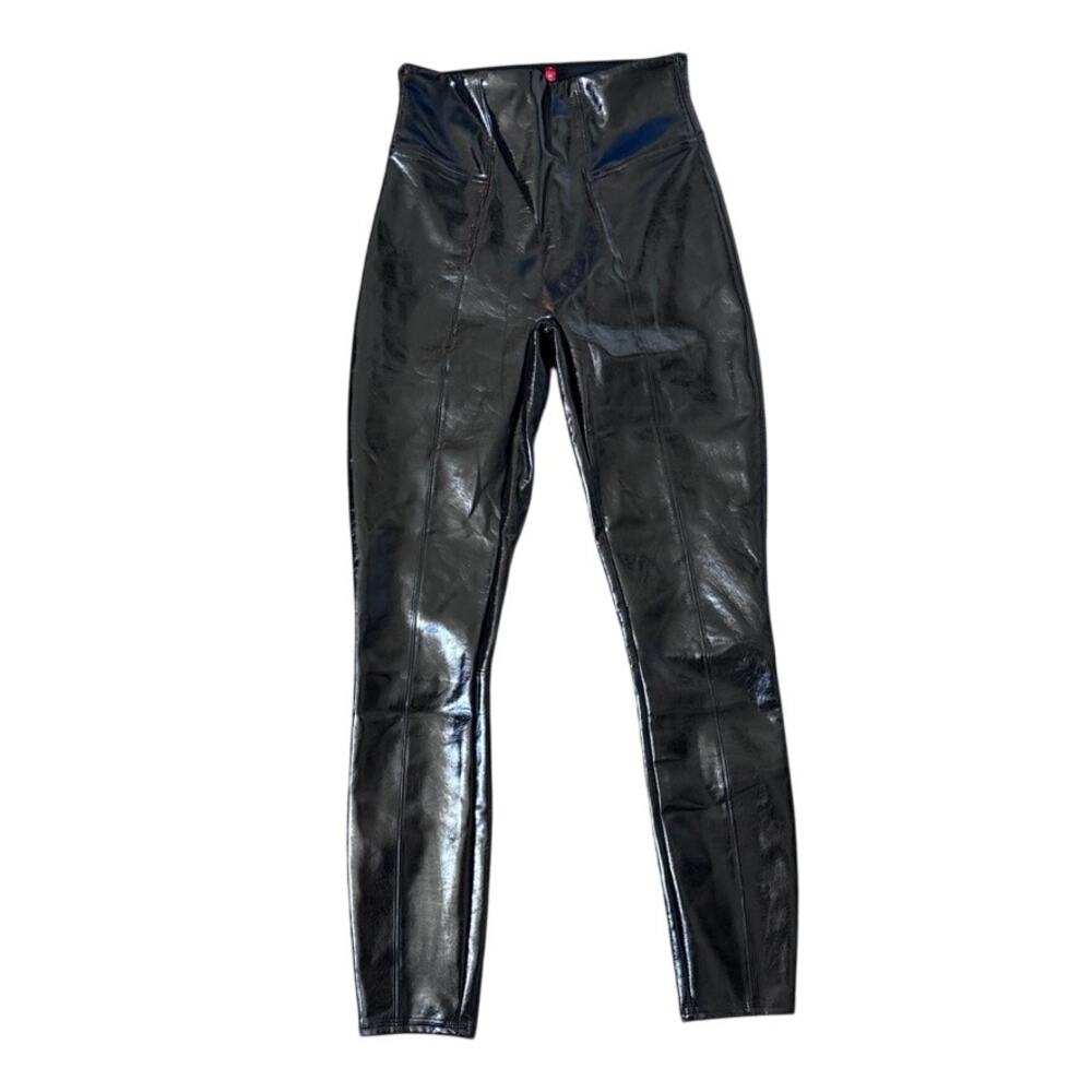 Spanx Size S Womens Leggings Faux Leather Patent High Waist Black Glossy Shine - Picture 2 of 5